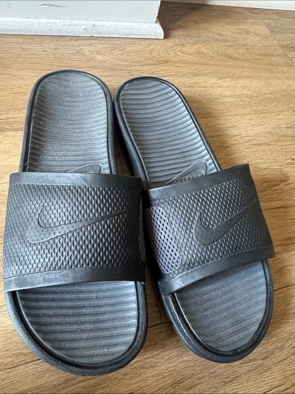 Nike Black Textured Slide Sandals